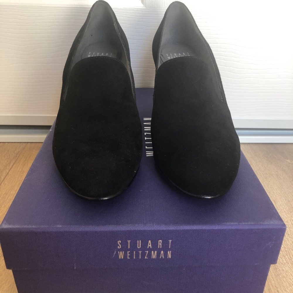 Stuart Weitzman Arise sz 7 black wedge loafers NIB